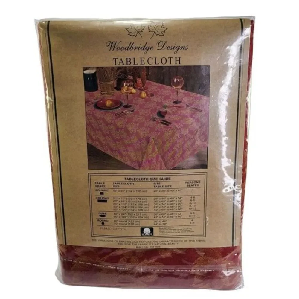 Woodbridge Designs Autumn Tablecloth Dark Orange Fall Leaves 60 x 84 Oblong‎ New